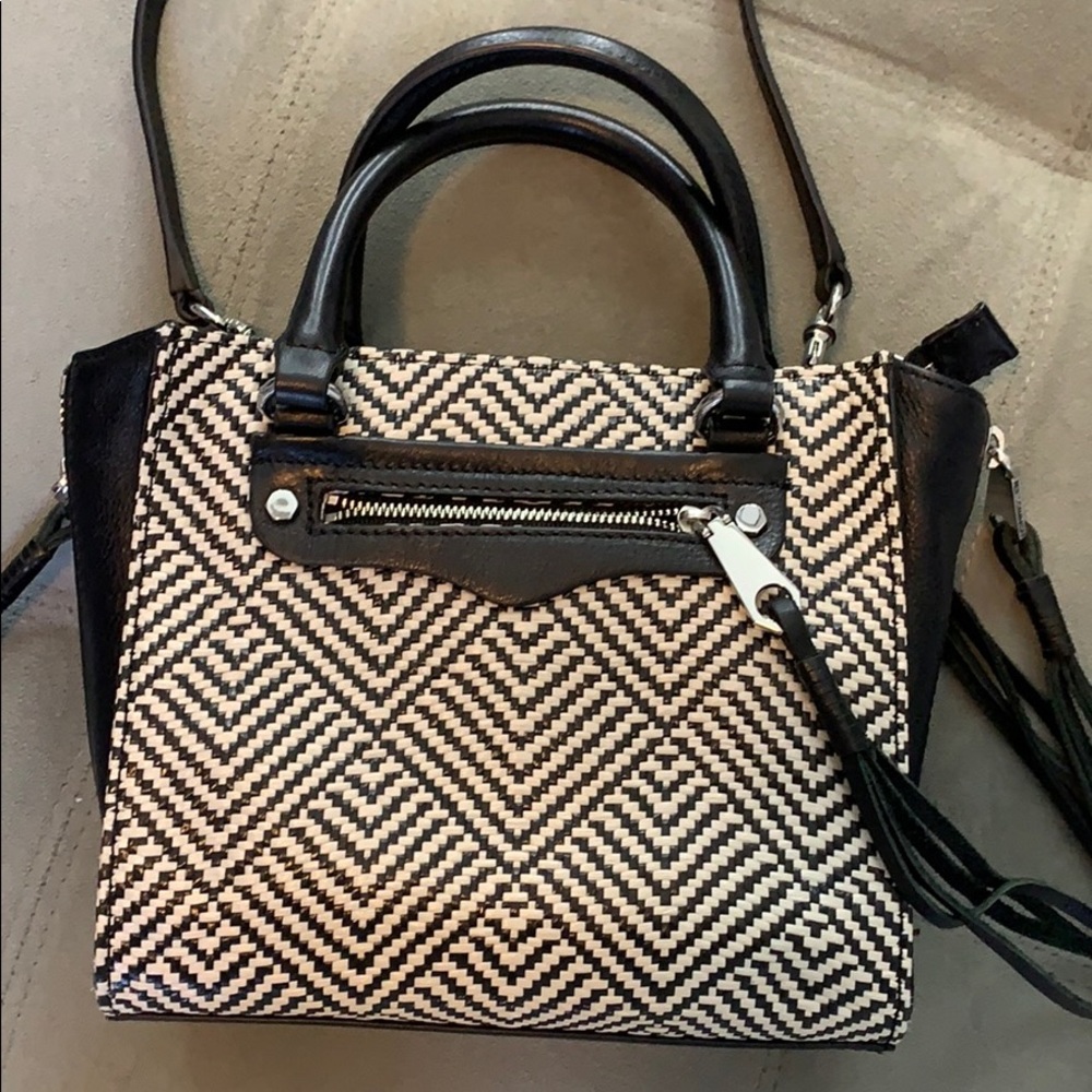 Rebecca Minkoff black and white woven bag